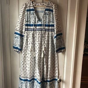 Bohemian white print dress.